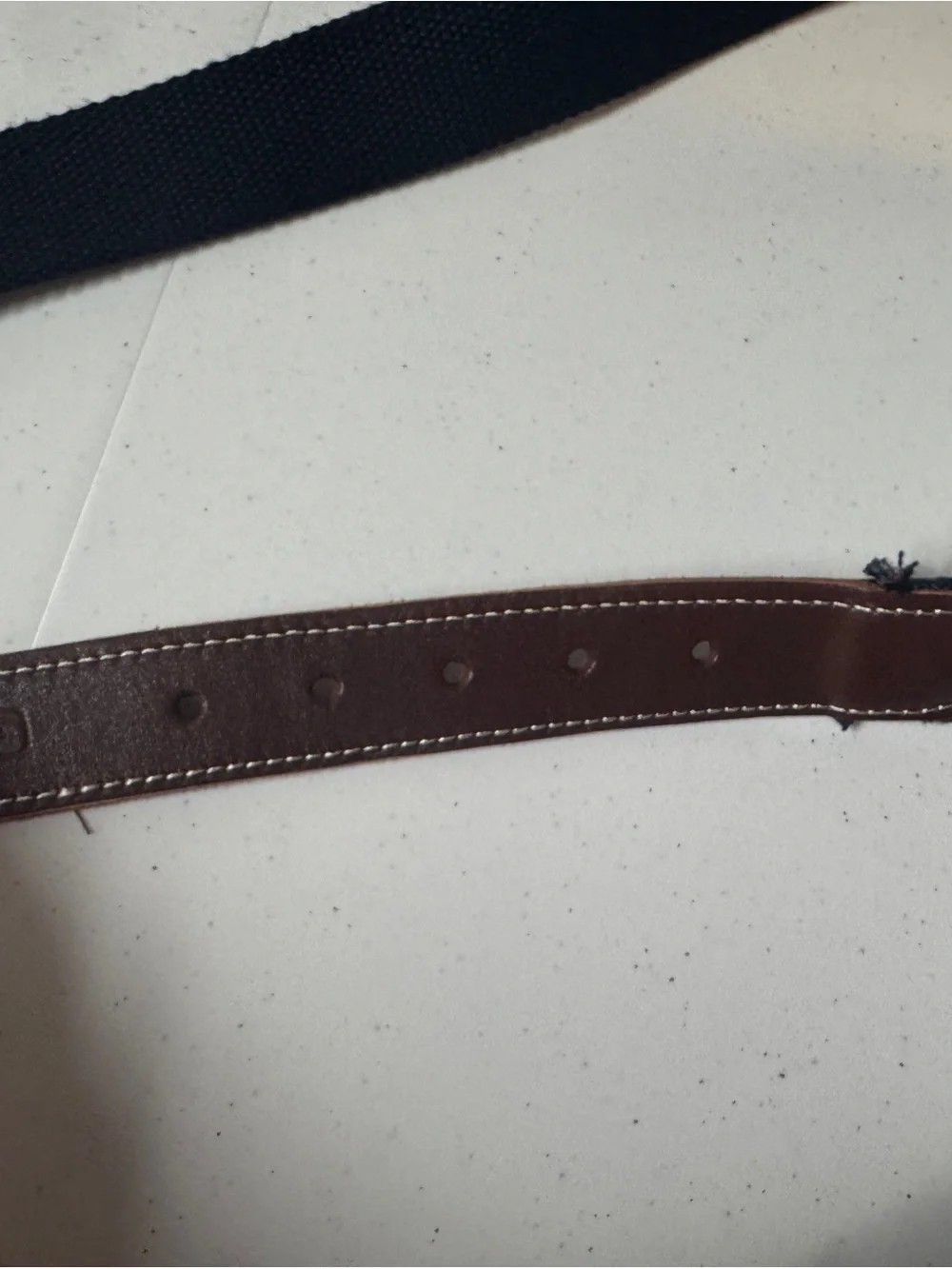 Men's clover Pattern Canvas Belt with Brown Leather Trim silk and leather